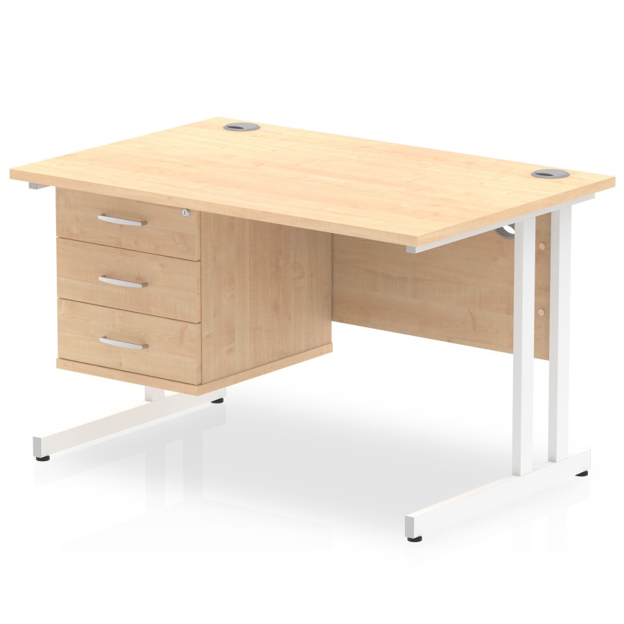 Rayleigh Cantilever Straight Desk with Fixed Pedestal